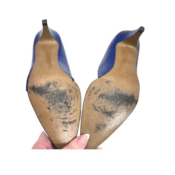 Cervelle Vintage White Blue Colorblock Pointed Toe Heels Size 8B 80's Retro Glam - Picture 11 of 12